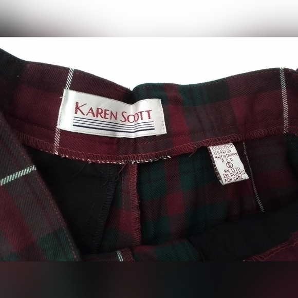 VINTAGE Womens KAREN SCOTT High Waisted Pleated PLAID Culotte Shorts Size 8 - Picture 7 of 7